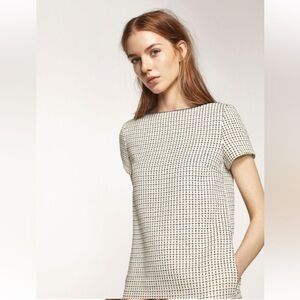 MASSIMO DUTTI CREAM JACQUARD TEXTURED DRESS